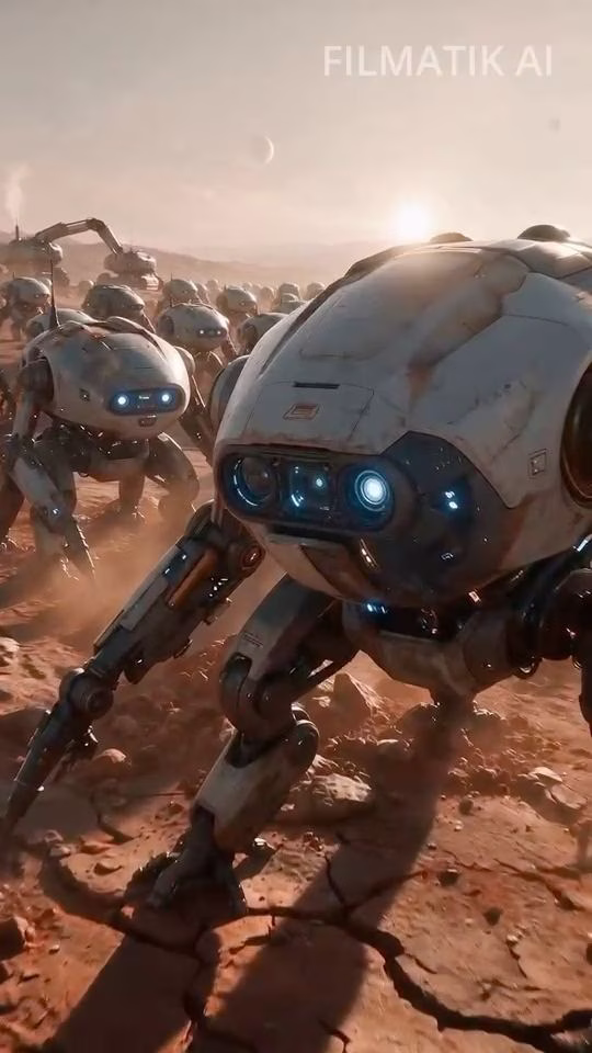 A builder robot on the Mars plain in Red Machine